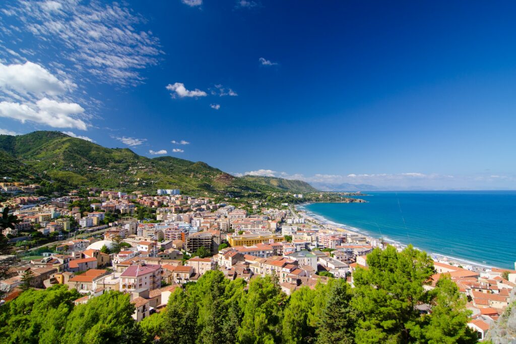 Aerial view of the Cefalu, Sicily, Italy.