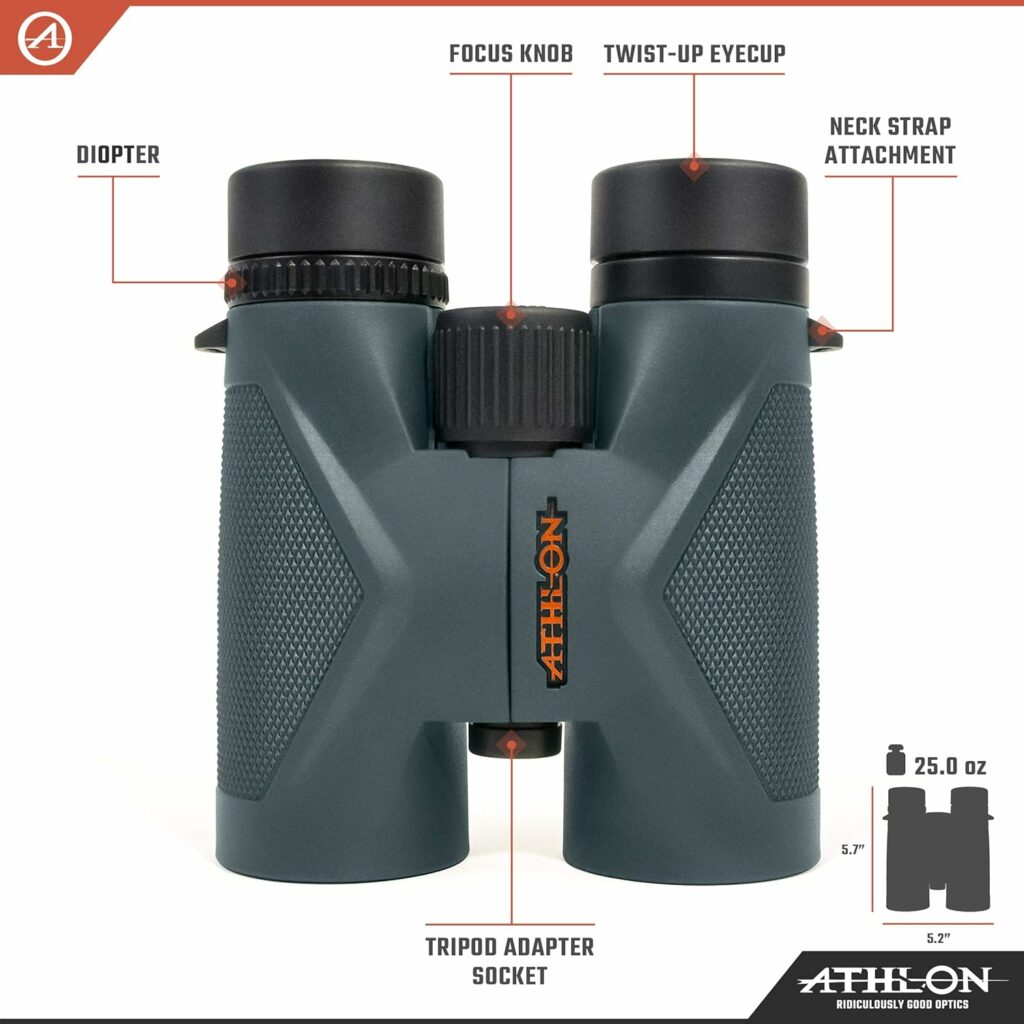 Amazon.com : Athlon Optics 8x42 Midas UHD Gray Binoculars with ED Glass for Adults and Kids, High-Powered Binoculars for Hunting, Birdwatching, and More : Electronics
